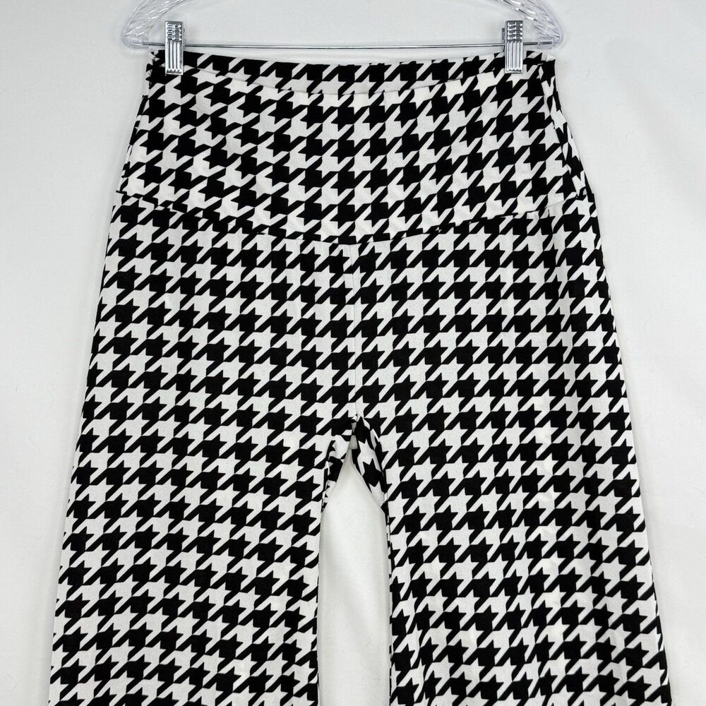 Chicme XL Houndstooth Flare Pants High Waist Stretch Black White Retro - Picture 7 of 16